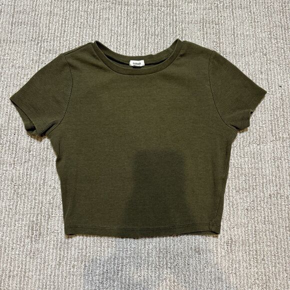 GARAGE Women's Olive Green Slim Fit Short Sleeve Baby Tee Size S - Picture 1 of 5